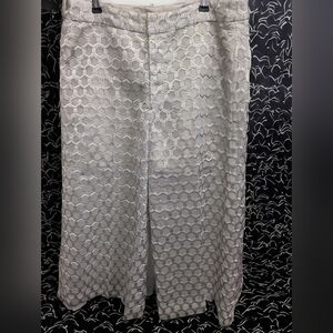 Dean Renwick Cream Wide-Leg Lace Overlay Pants Waist 15"